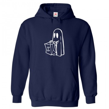 Trick or Treat Ghost Classic Unisex Kids and Adults Pullover Hoodie for Halloween									 									 									